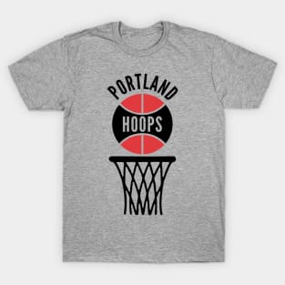 Retro Portland Hoops Black and Red Logo T-Shirt